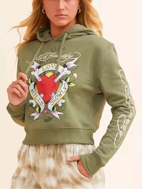 Ed Hardy Hoodie Sweatshirt Love Kills Slowly Heart ! Size XL